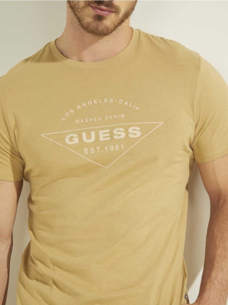 Blue Orange Men's GUESS Eco Logo T-Shirts | USA47IBJSZ