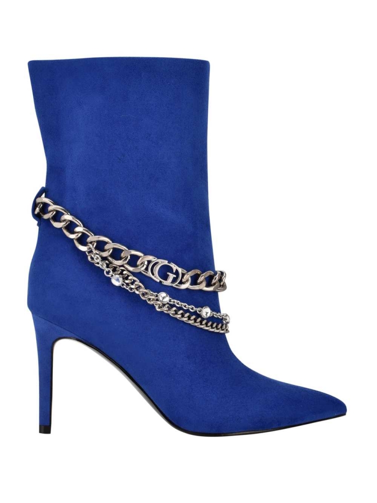 Blue Women's GUESS Dasilda Chain Booties | USA97YEHBG