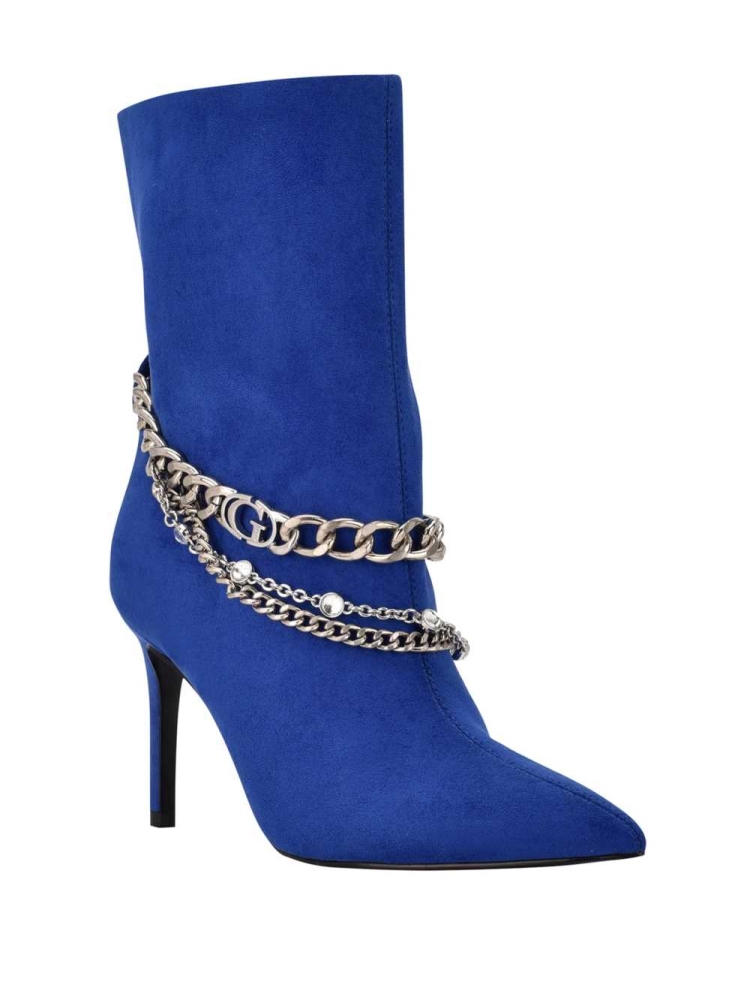 Blue Women\'s GUESS Dasilda Chain Booties | USA97YEHBG