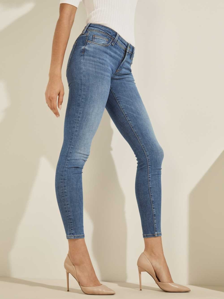 Blue Women's GUESS Eco Power Skinny Jeans | USA78PQISR