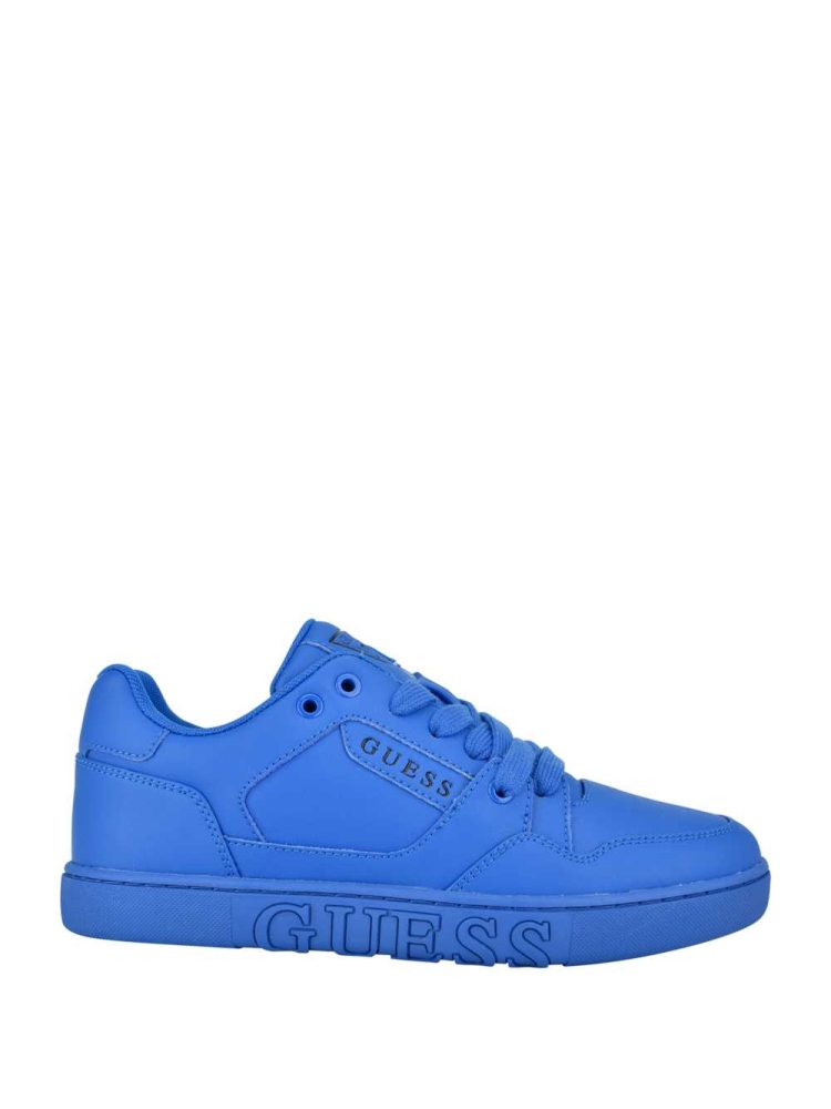 Blue Women's GUESS Julien Embossed Low-Top Sneakers | USA41ADGBO