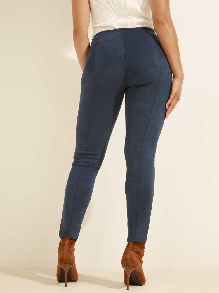 Blue Women's GUESS Maya Faux-Suede Leggings | USA21QRWZX