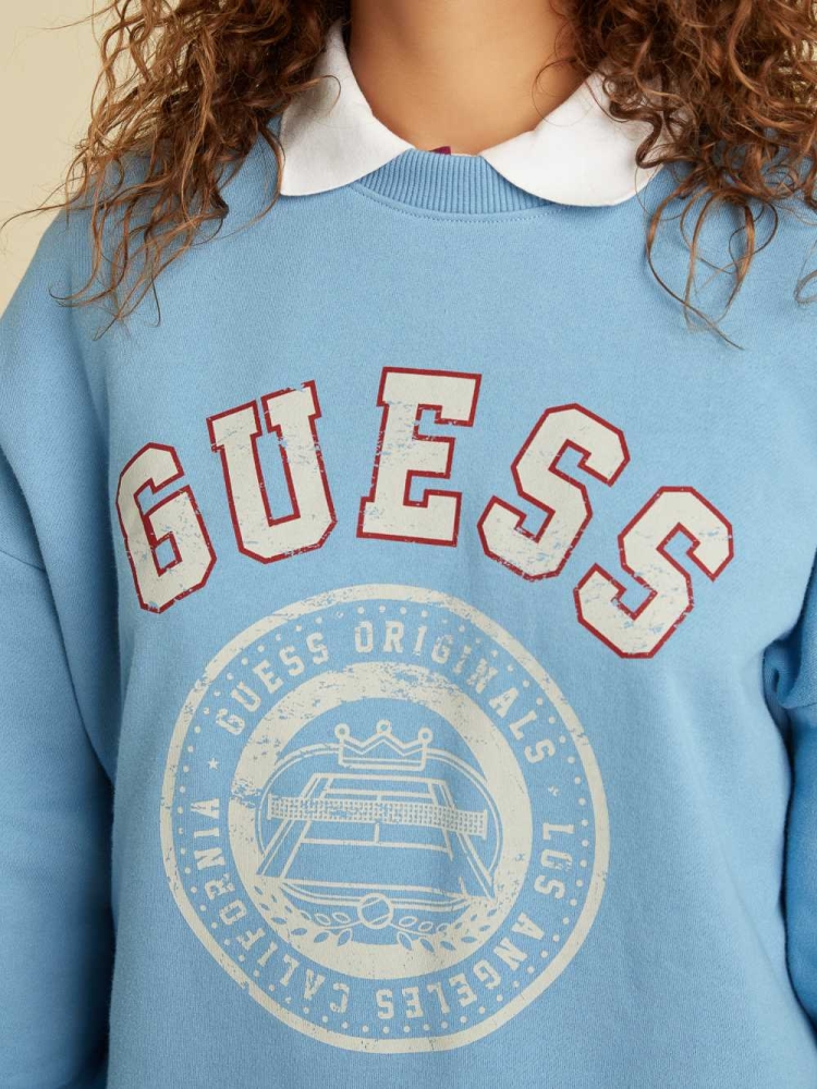 Blue Women's GUESS Originals Oversized Pullover Sweatshirt | USA02HJSGR