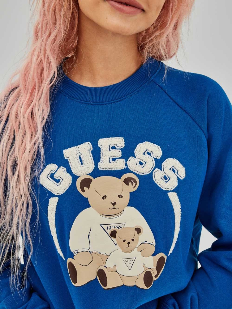 Blue Women's GUESS Spence Sweatshirt | USA94GOVYB