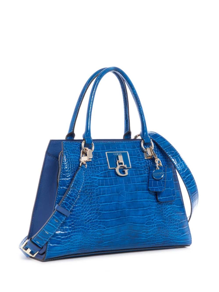 Blue Women's GUESS Stephi Girlfriend Satchels | USA63PLVJU