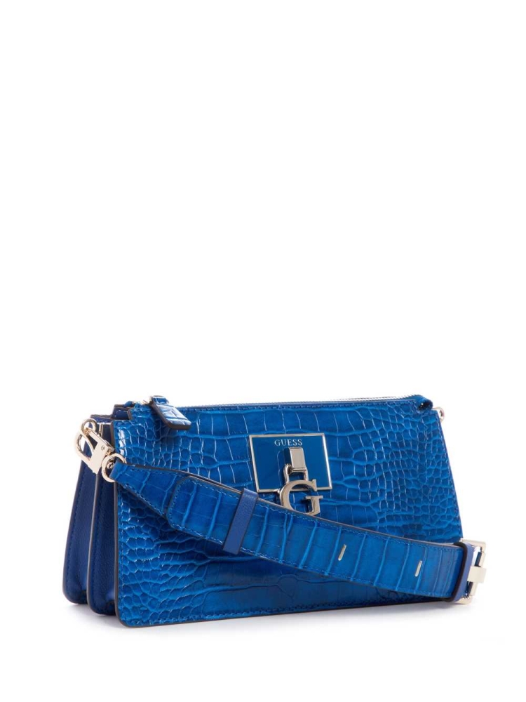 Blue Women's GUESS Stephi Mini Zip Crossbodies | USA98MERGA