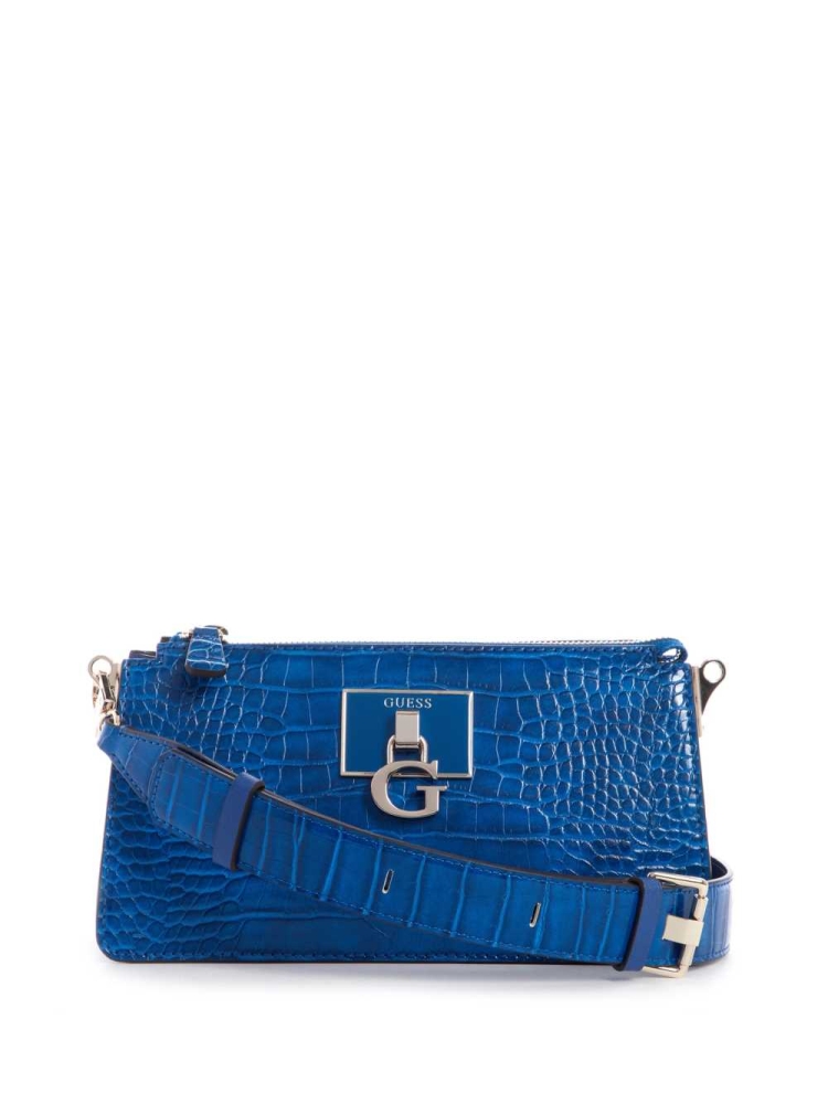 Blue Women\'s GUESS Stephi Mini Zip Crossbodies | USA98MERGA