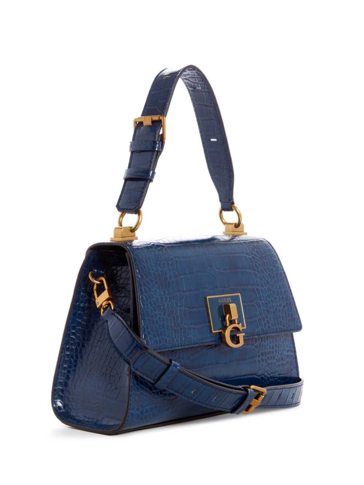 Blue Women's GUESS Stephi Top-Handle Flap Crossbodies | USA14YLIVS