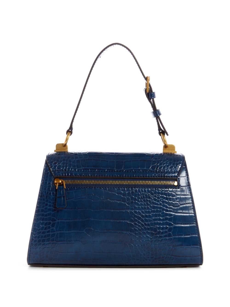 Blue Women's GUESS Stephi Top-Handle Flap Crossbodies | USA14YLIVS