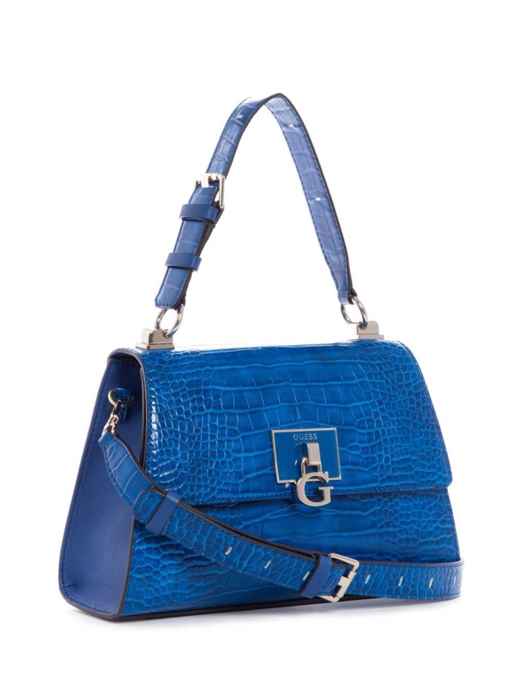 Blue Women's GUESS Stephi Top-Handle Flap Crossbodies | USA27MECWZ