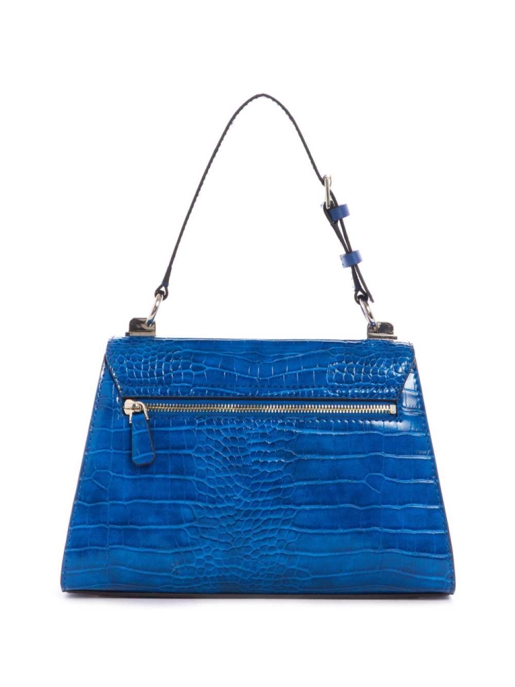 Blue Women's GUESS Stephi Top-Handle Flap Crossbodies | USA27MECWZ