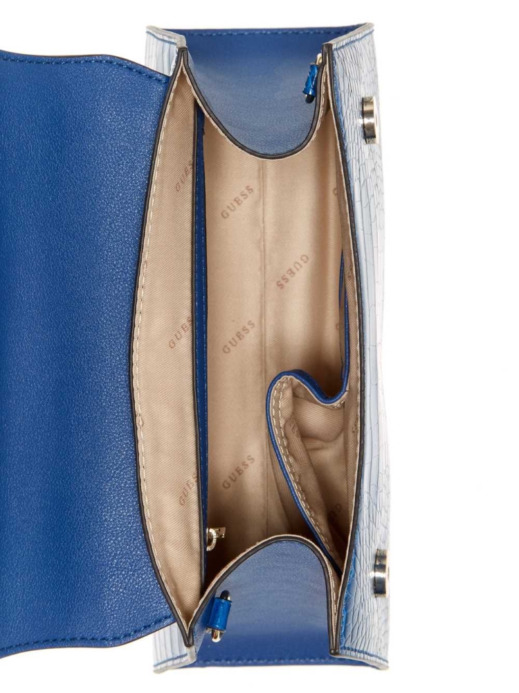 Blue Women's GUESS Stephi Top-Handle Flap Crossbodies | USA27MECWZ