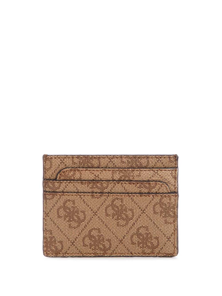 Brown Flower Women's GUESS Noelle Card Holder Wallets | USA07ISFWD