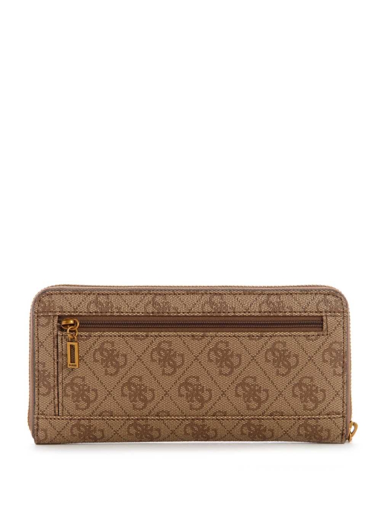 Brown Flower Women's GUESS Noelle Logo Large Zip-Around Wallets | USA68GPHIV