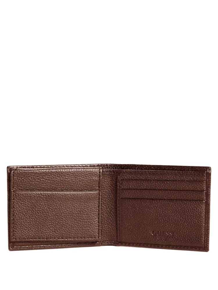 Brown Men's GUESS Bishop Bifold Wallets | USA47YXRBG