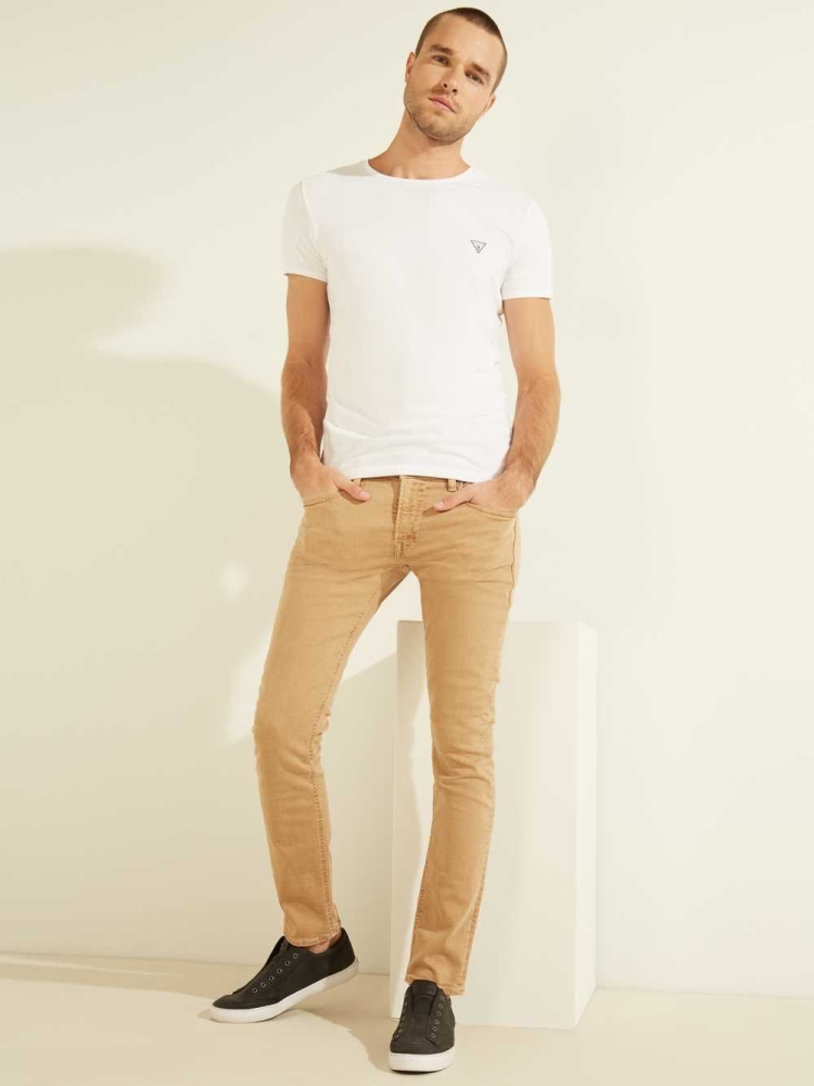 Brown Men's GUESS Dyed Skinny Jeans | USA06VHFWE