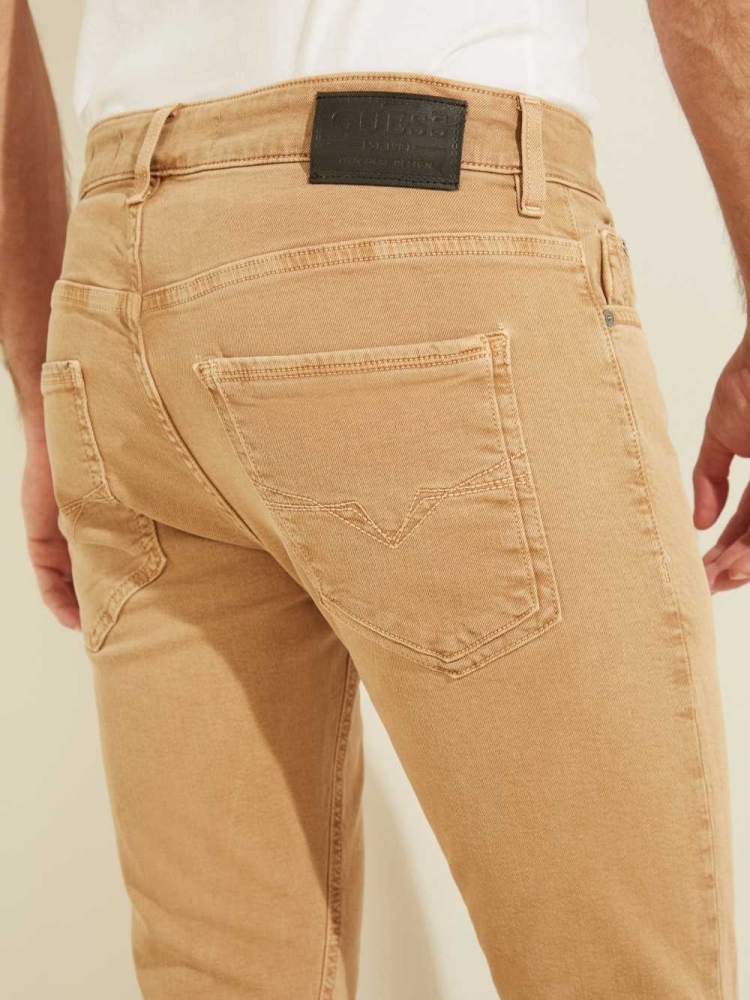 Brown Men's GUESS Dyed Skinny Jeans | USA06VHFWE