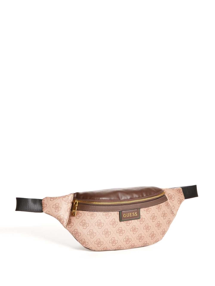 Brown Men's GUESS Vezzola Logo Belt Bags | USA37GBZKE