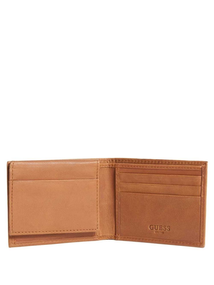 Brown Men's GUESS West Passport Case Wallets | USA52JKHMP