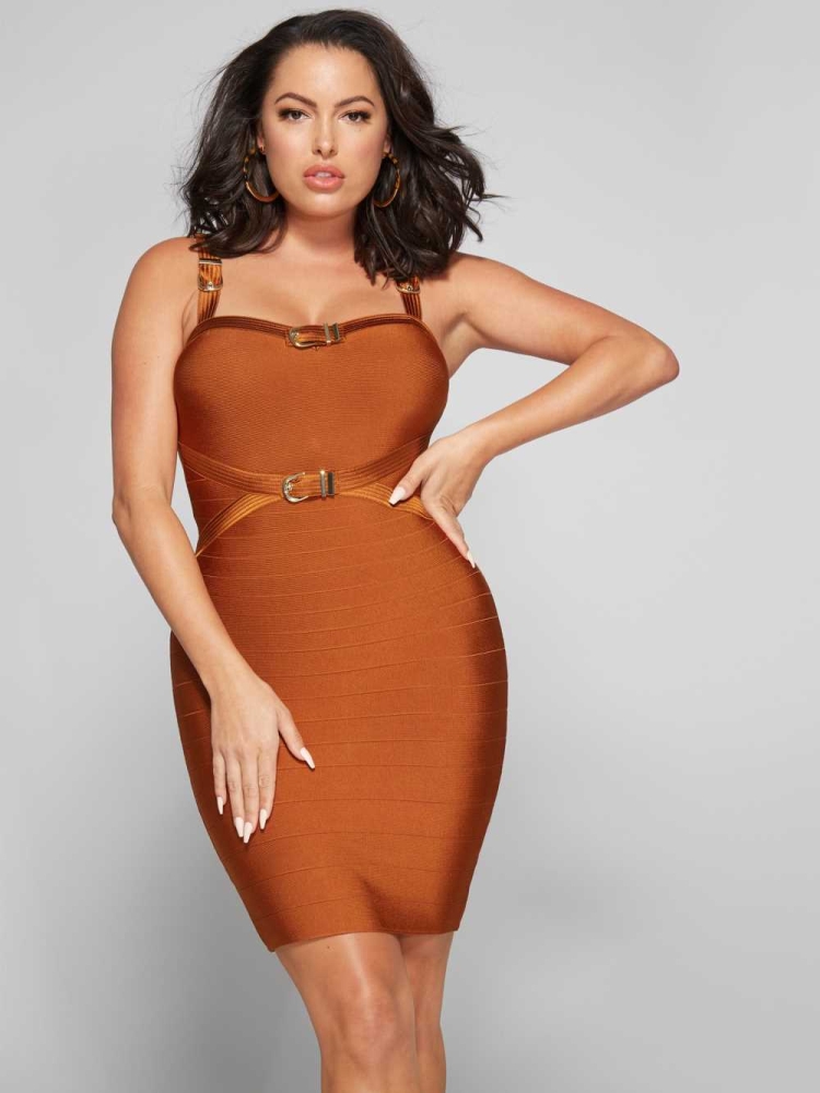 Brown Multicolor Women\'s GUESS Azalea Bandage Dresses | USA94SLGEZ