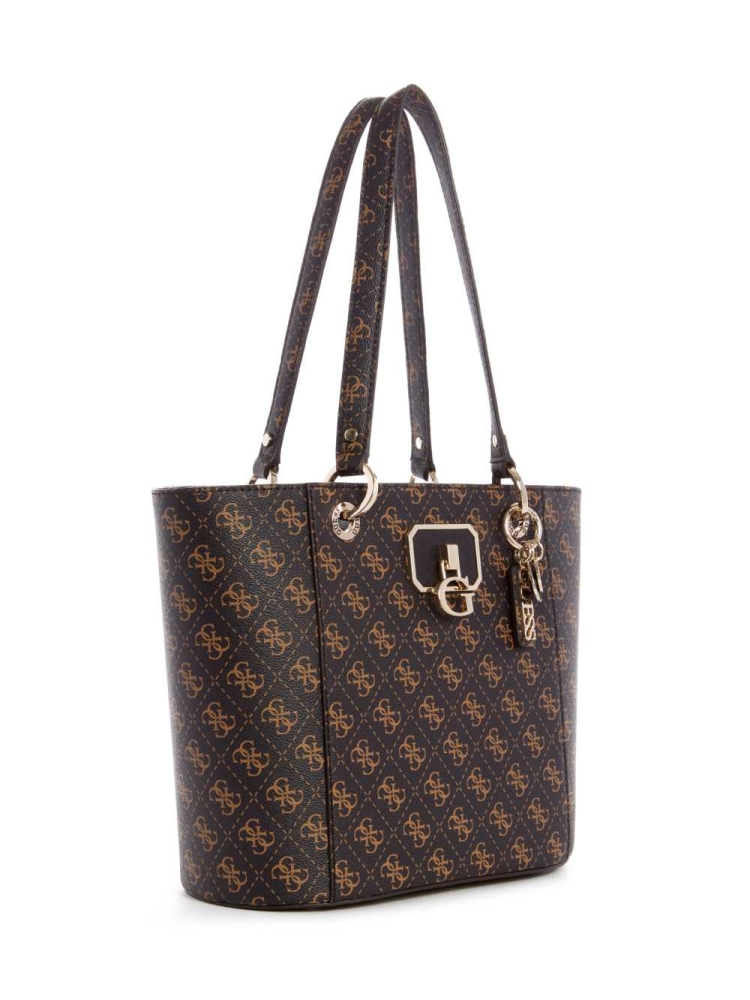 Brown Multicolor Women's GUESS Noelle Small Elite Totes | USA95BXRGJ