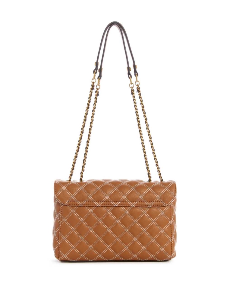 Brown Women's GUESS Cessily Quilted Convertible Crossbodies | USA40EXQGS