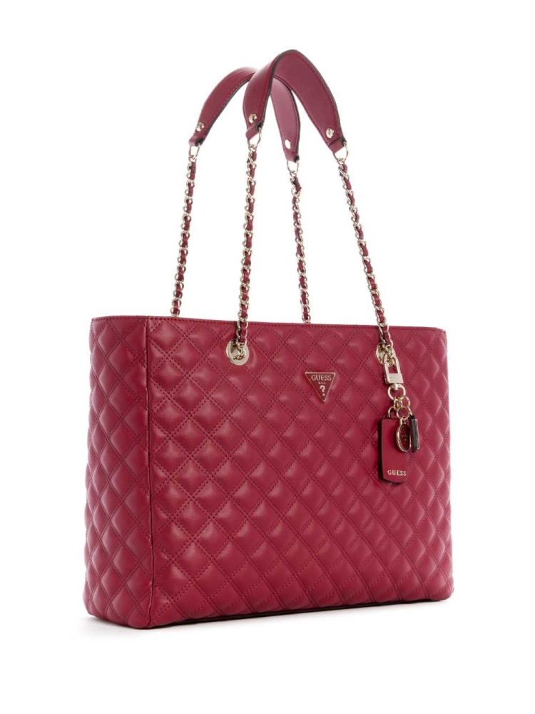 Brown Women's GUESS Cessily Quilted Totes | USA86GHKER