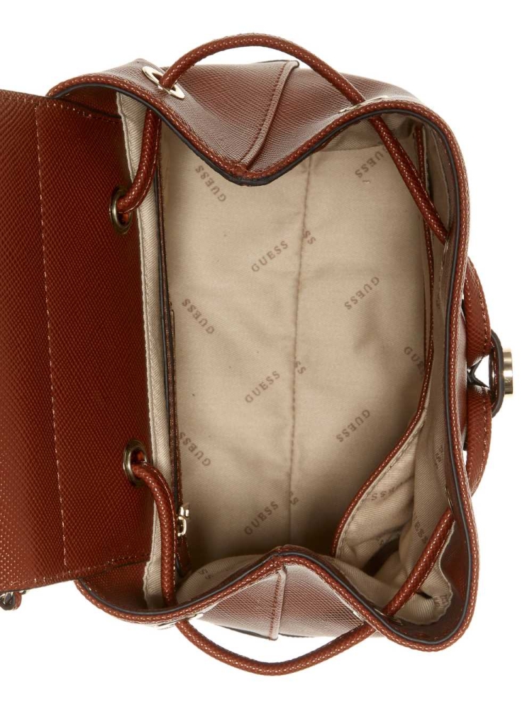 Brown Women's GUESS Cordelia Convertible Backpacks | USA50PQNLO