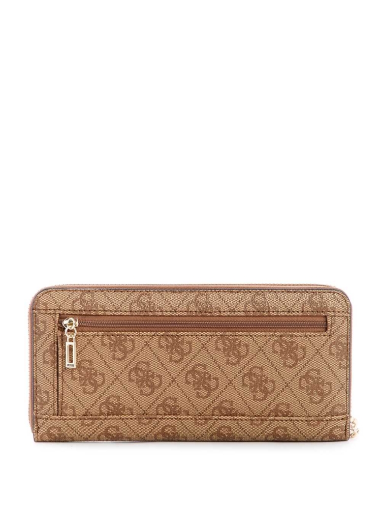 Brown Women's GUESS Cordelia Logo Large Zip-Around Wallets | USA17KBQWN