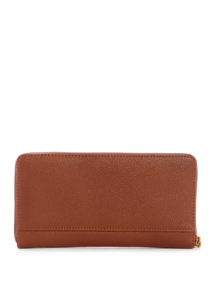 Brown Women's GUESS Destiny Check Organizer Wallets | USA45LANJM