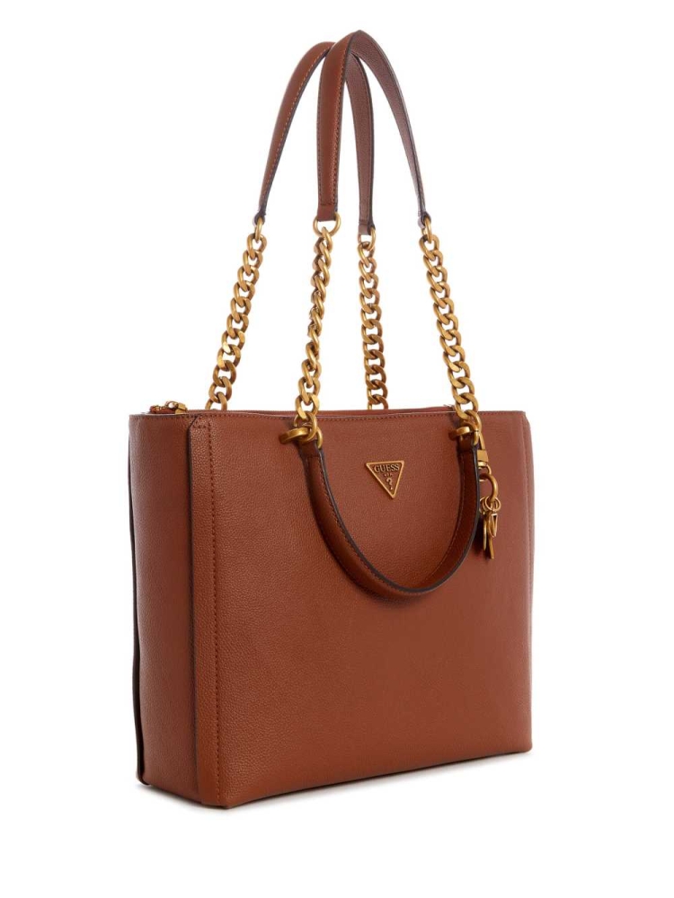 Brown Women's GUESS Destiny Society Totes | USA81DNGEP