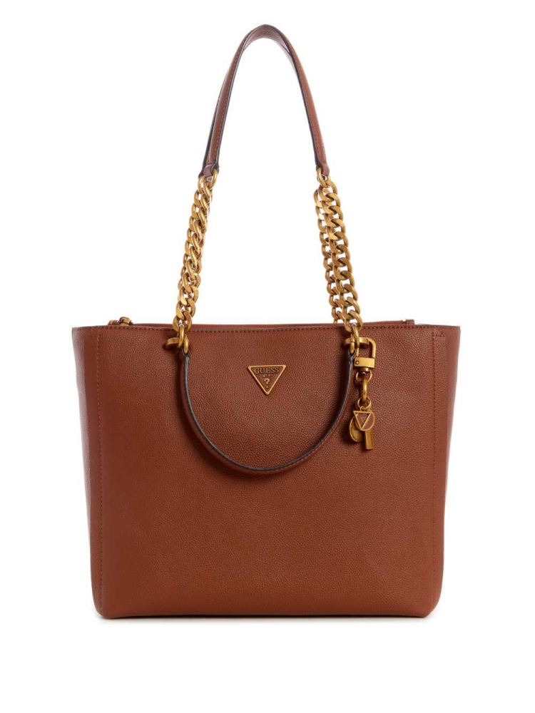 Brown Women\'s GUESS Destiny Society Totes | USA81DNGEP