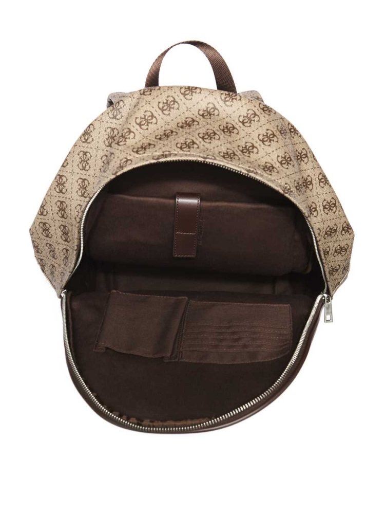 Brown Women's GUESS Kevin Logo-Print Backpacks | USA60FVSTB