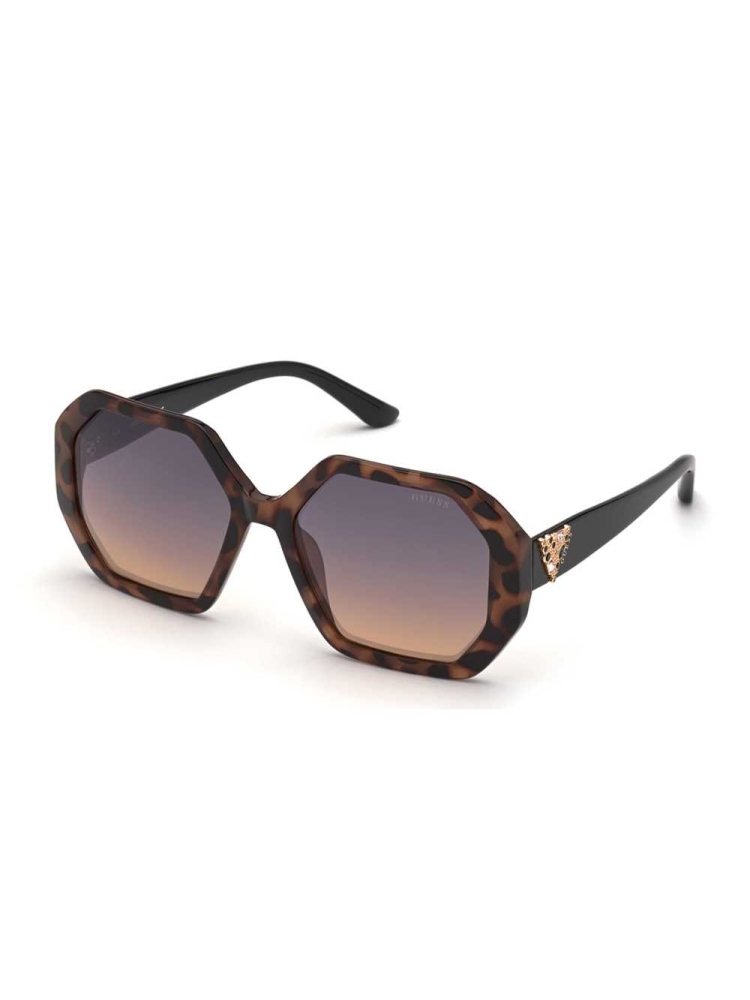 Brown Women's GUESS Larissa Geometric Sunglasses | USA62OMHLG