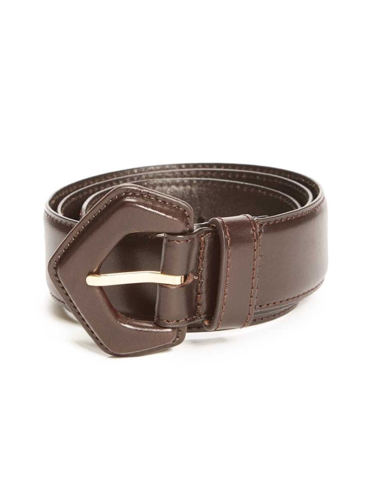 Brown Women\'s GUESS Leather Waist Belts | USA61KWIOZ