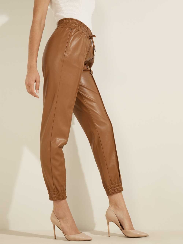 Brown Women's GUESS Letizia Joggers | USA39VTSDN