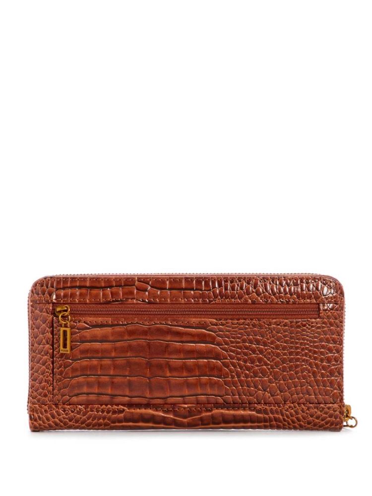 Brown Women's GUESS Raffie Zip-Around Crossbodies | USA54WMKRA