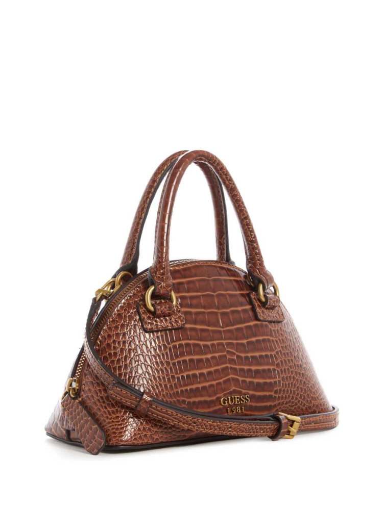 Brown Women's GUESS Shilah Small Dome Crossbodies | USA39FUSDK