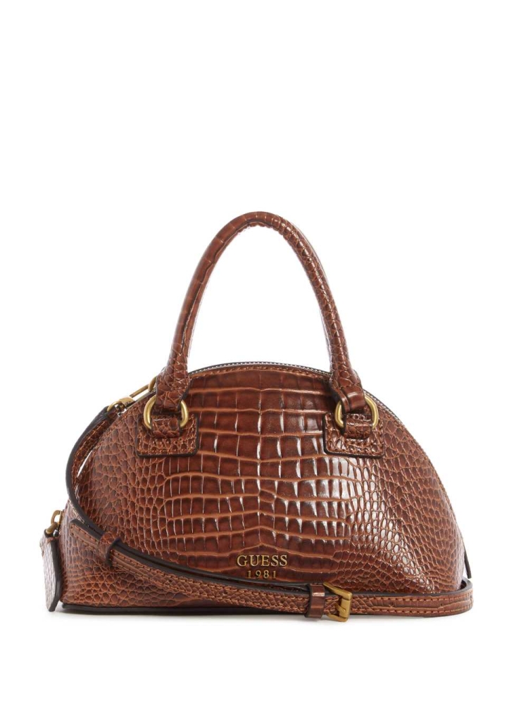 Brown Women\'s GUESS Shilah Small Dome Crossbodies | USA39FUSDK