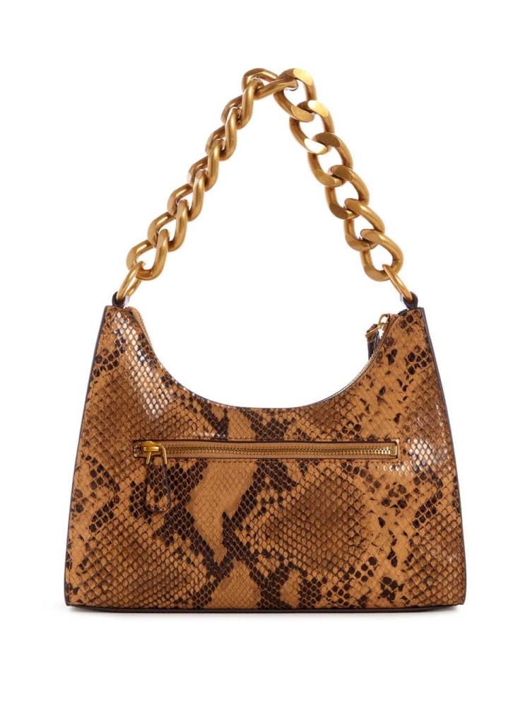 Brown Women's GUESS Tullia Python Hobo Shoulder Bags | USA26TIQDF