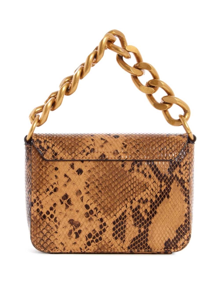 Brown Women's GUESS Tullia Python Mini Crossbodies | USA09CJDIL