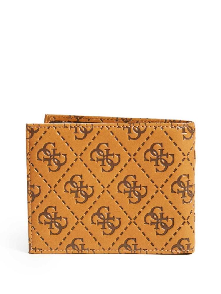 Brown Women's GUESS Vezzola Embossed Billfold Wallets | USA47CQSTM