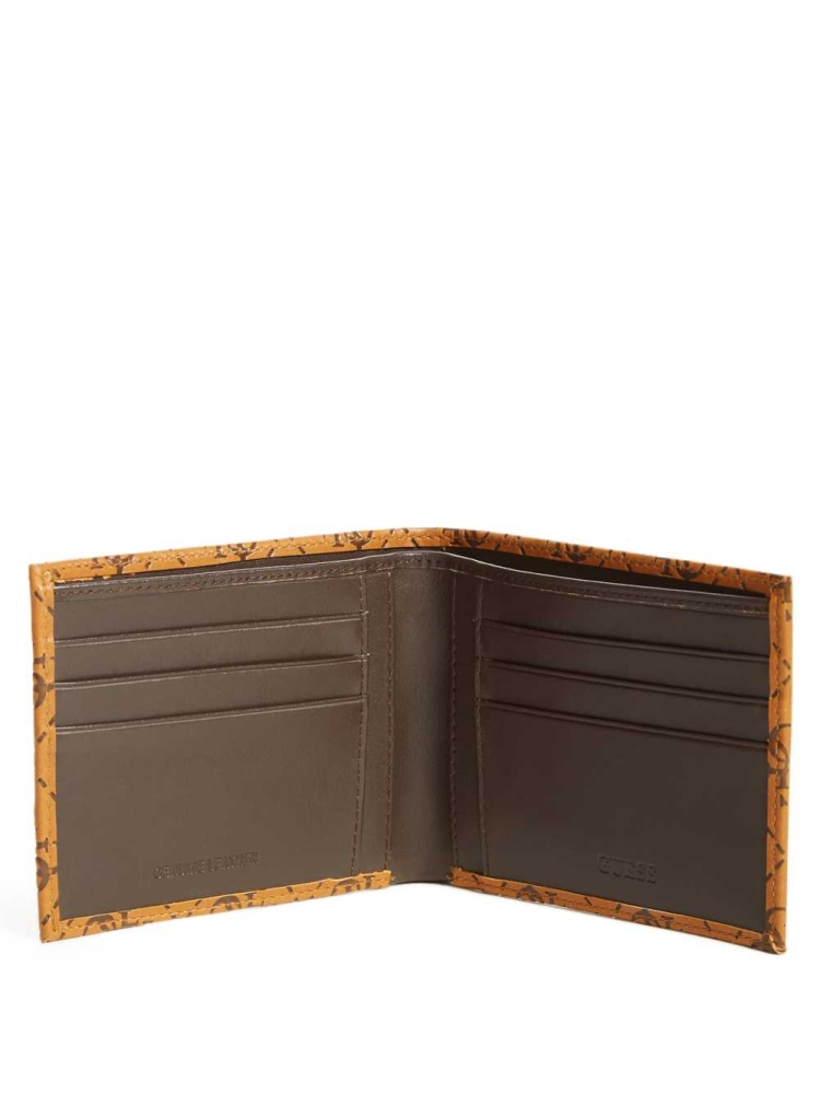 Brown Women's GUESS Vezzola Embossed Billfold Wallets | USA47CQSTM