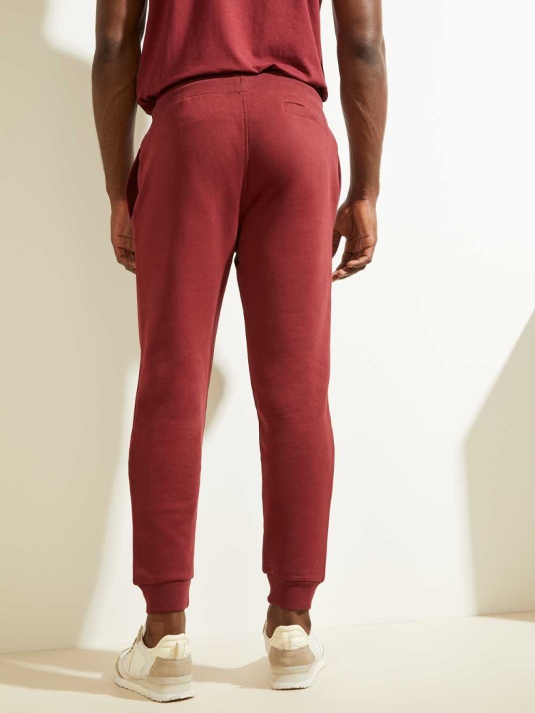 Burgundy Men's GUESS Eco Aldwin Sweatpants | USA56JCOSQ