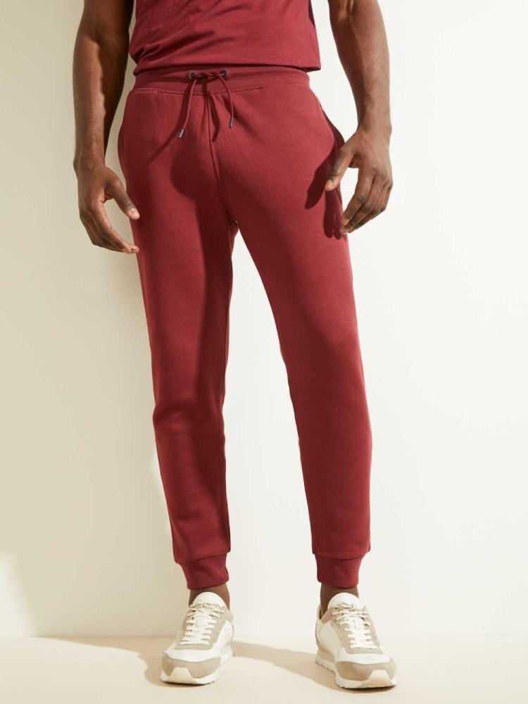 Burgundy Men\'s GUESS Eco Aldwin Sweatpants | USA56JCOSQ