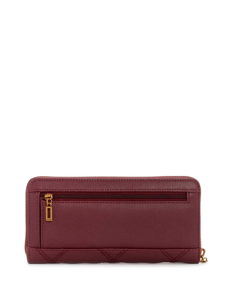 Burgundy Multicolor Women's GUESS Katey Quilted Zip-Around Wallets | USA86NWXPZ