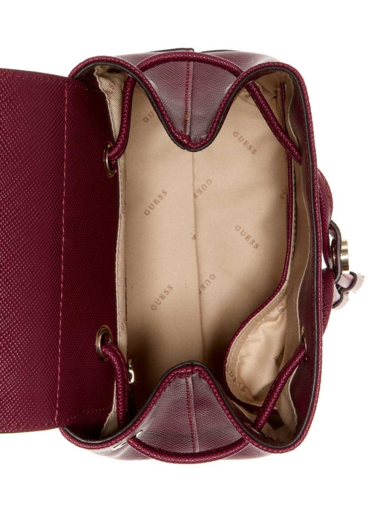 Burgundy Women's GUESS Cordelia Convertible Backpacks | USA79BNKOH