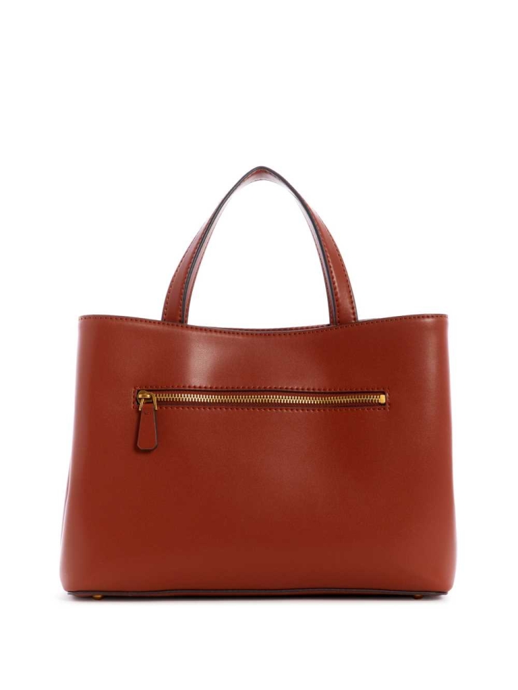 Burgundy Women's GUESS Hensely Girlfriend Satchels | USA07HNLFG