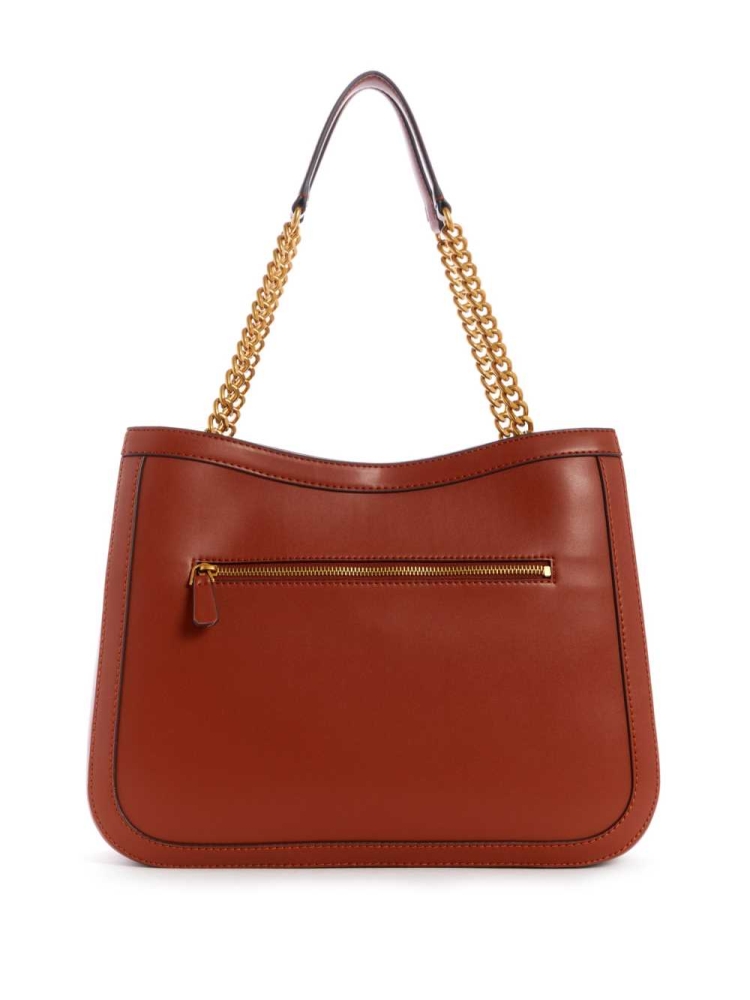 Burgundy Women's GUESS Hensely Girlfriend Totes | USA41ZKNEM