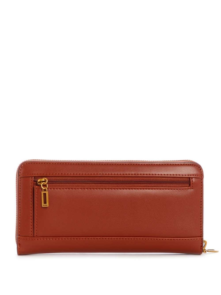 Burgundy Women's GUESS Hensely Large Zip-Around Wallets | USA16VQNFG